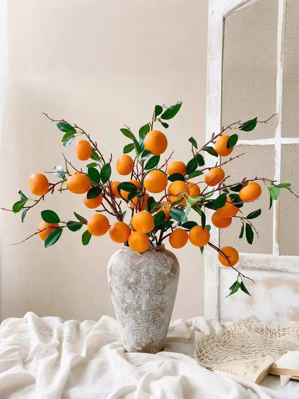5pcs Artificial Orange Tree Branches, Lifelike Fruits And Abundant Branches. Suitable For Easter Decoration, Home Garden, Wedding, Party And Home Decor. Perfect For Autumn, Kitchen, Living Room, And Dining Table Decoration